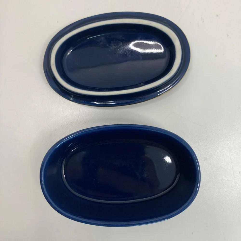 Vtg Otagiri Japan Nautilus Oval‎ Trinket Box Cobalt with Gold Accents Decor 3